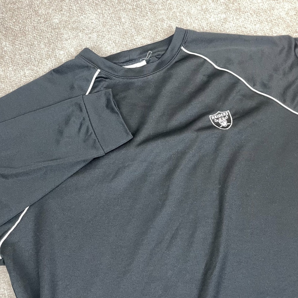VTG Majestic Performance Men XL Black Las Vegas Raiders Football Raglan Sleeve